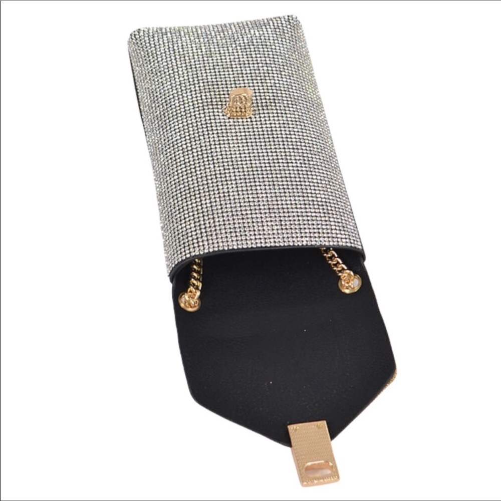 Metallic Rhinestone Crystal Phone Pouch Sling Bag - Picture 4 of 8